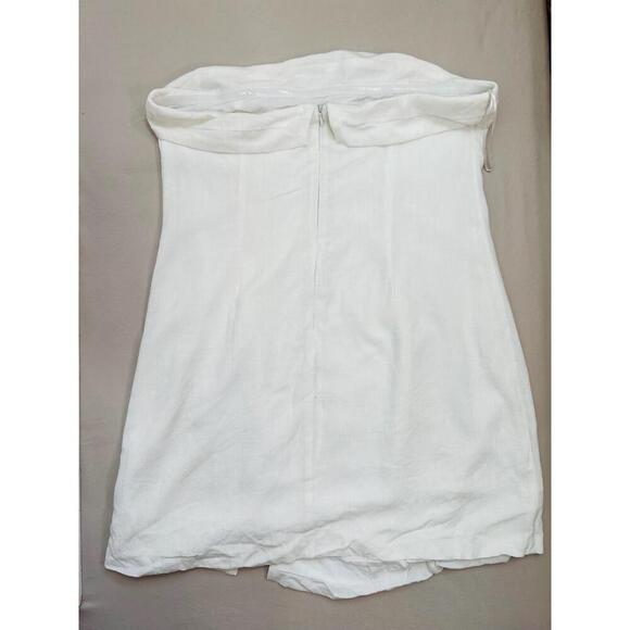 BP White Fold Top Strapless Linen Blend Casual Style Mini Dress Womens Large - Picture 3 of 11